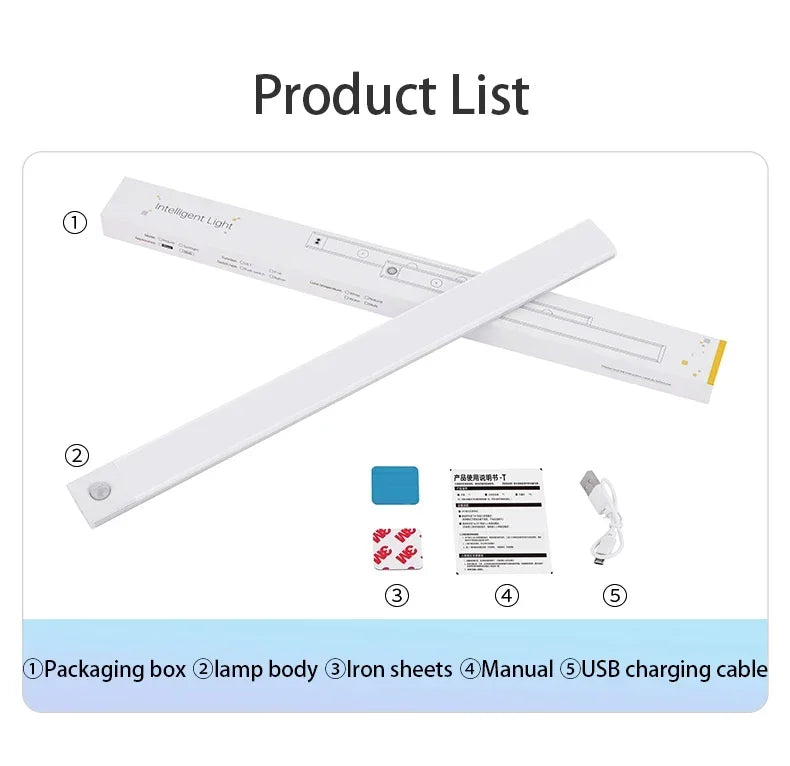 LED Motion Sensor Light Bar - Rechargeable Cabinet & Closet Light