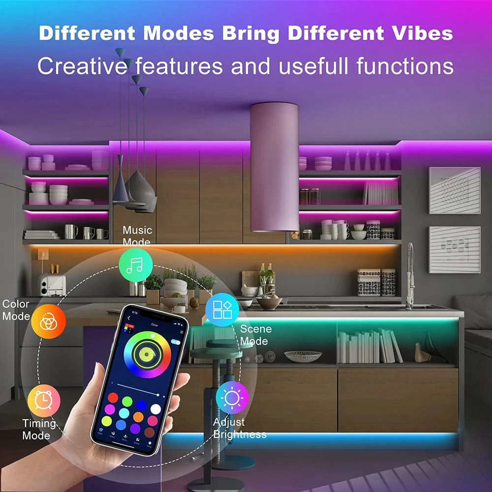 Bluetooth LED Strip Lights - App Controlled RGB Room Lighting