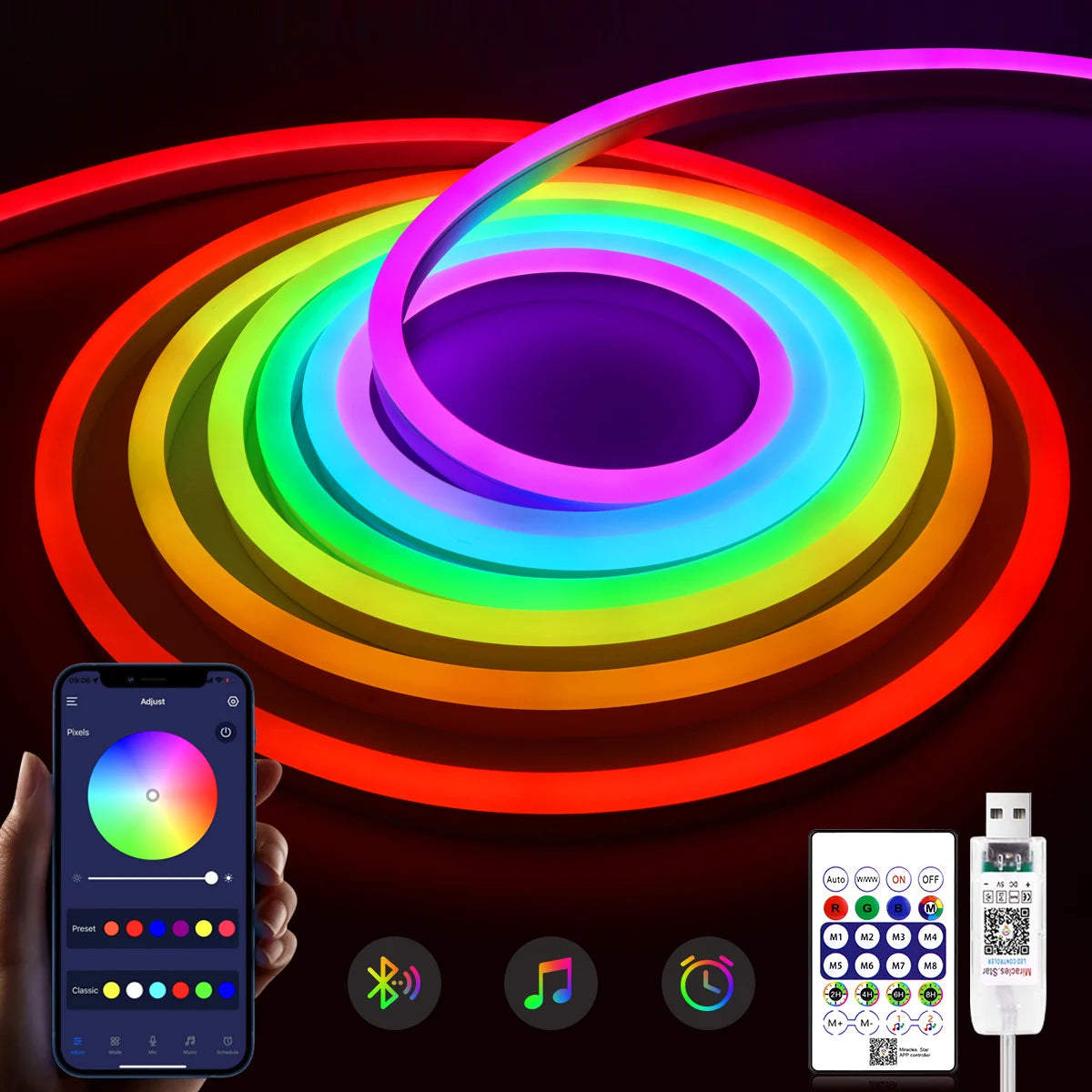 RGBIC Neon LED Strip Light - App-Controlled Music Sync Room Decor