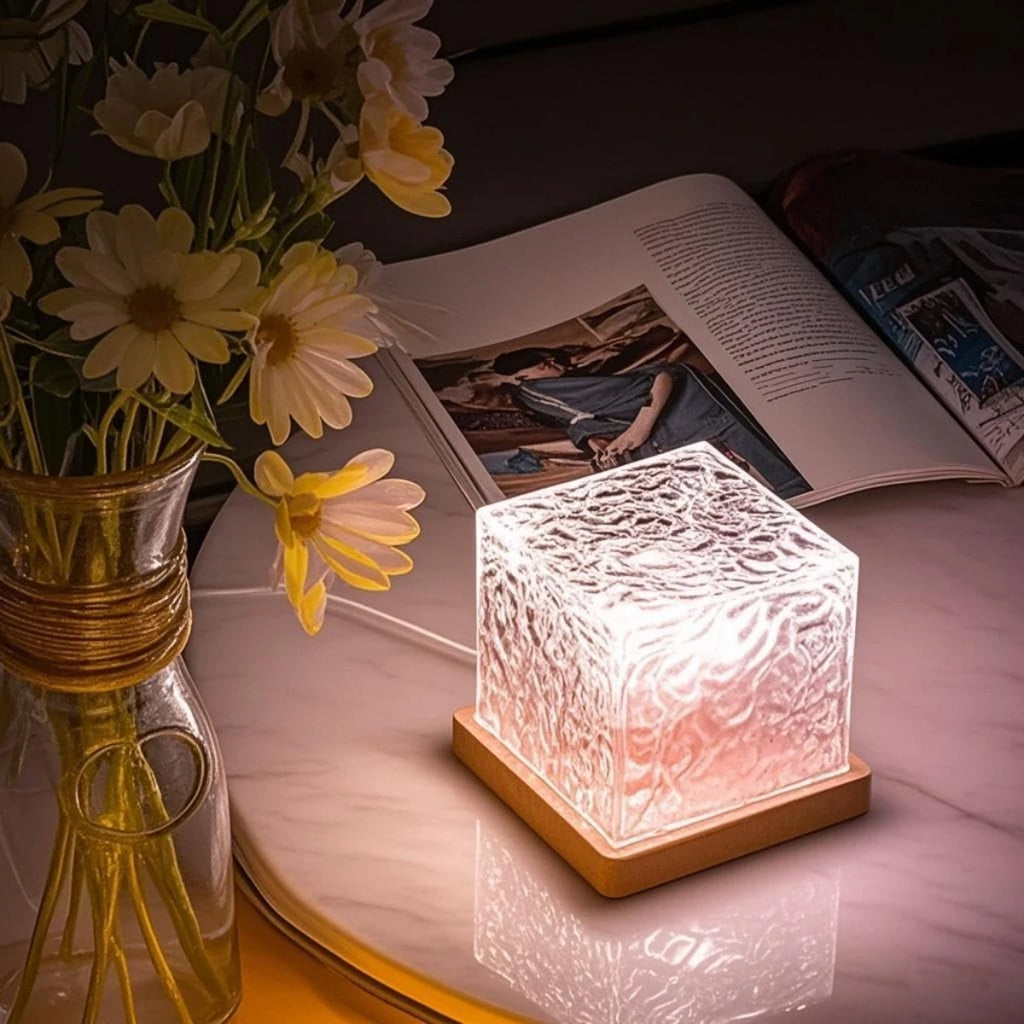 Water Ripple Projector Night Light - RGB Rotating Ambient Lamp